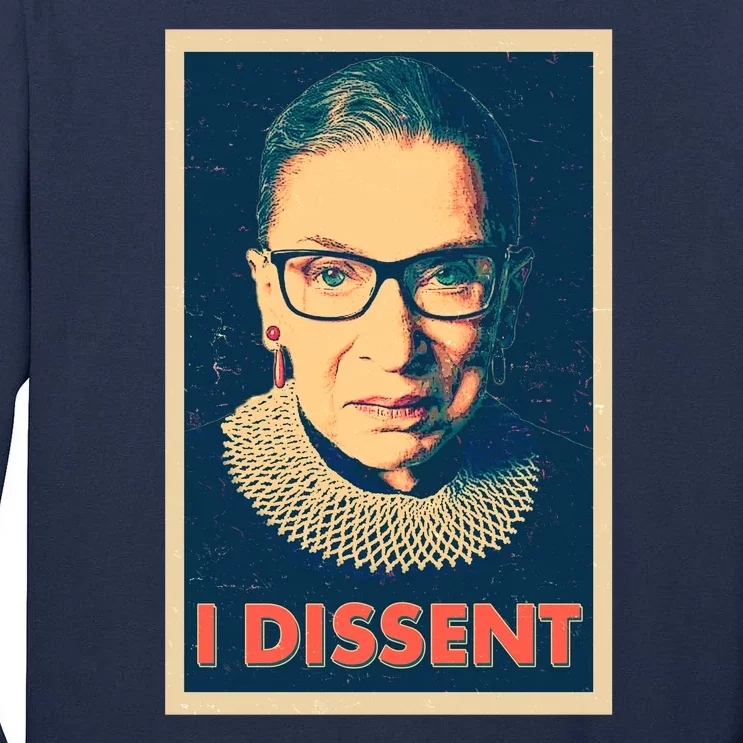 Retro Poster Ruth Bader Ginsburg I Dissent RBG Tall Long Sleeve T-Shirt