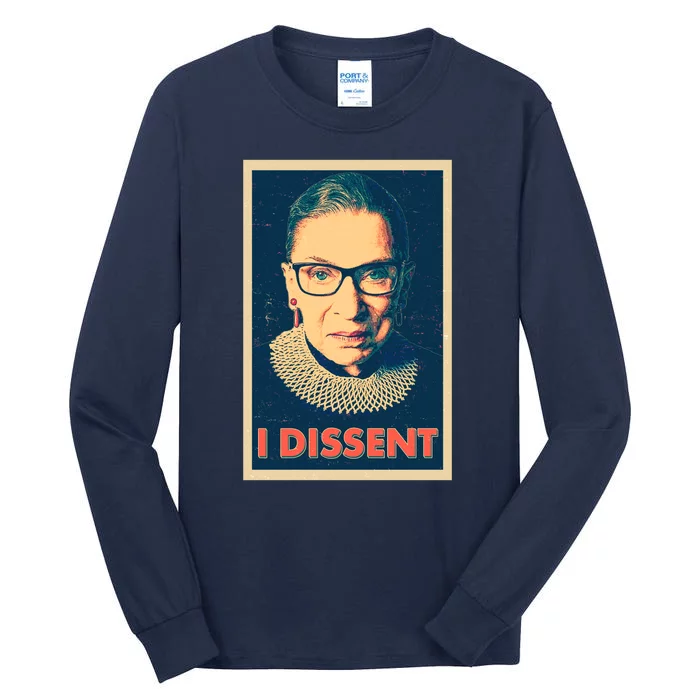 Retro Poster Ruth Bader Ginsburg I Dissent RBG Tall Long Sleeve T-Shirt