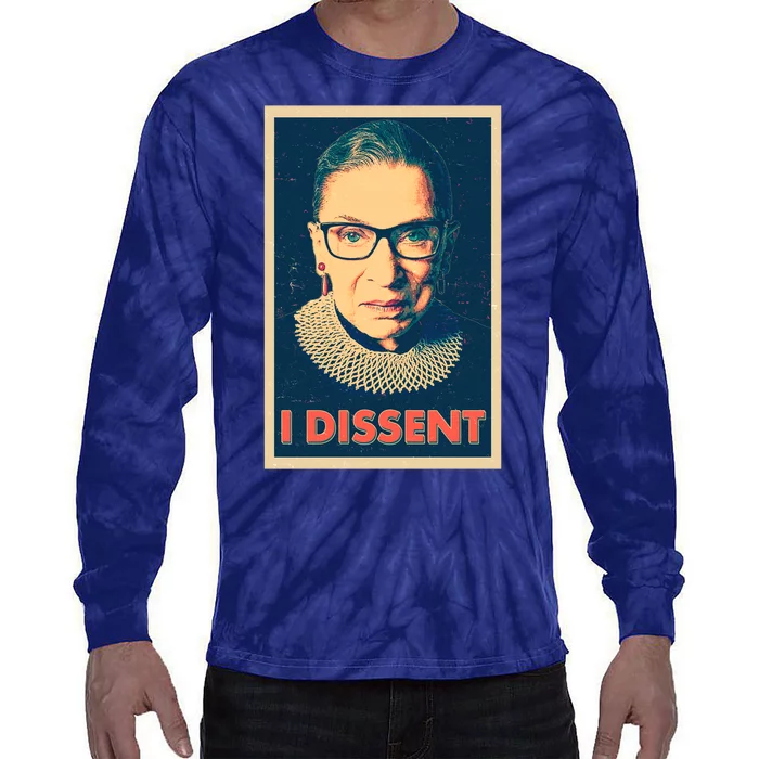 Retro Poster Ruth Bader Ginsburg I Dissent RBG Tie-Dye Long Sleeve Shirt