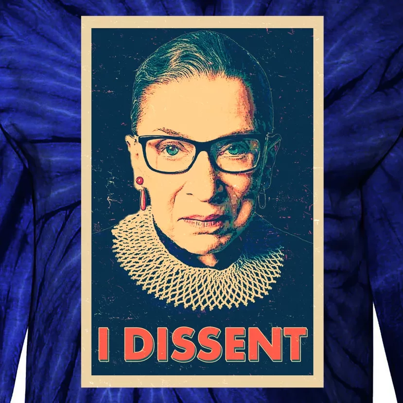 Retro Poster Ruth Bader Ginsburg I Dissent RBG Tie-Dye Long Sleeve Shirt