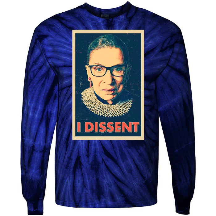 Retro Poster Ruth Bader Ginsburg I Dissent RBG Tie-Dye Long Sleeve Shirt