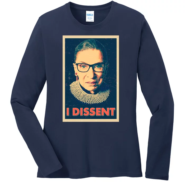 Retro Poster Ruth Bader Ginsburg I Dissent RBG Ladies Long Sleeve Shirt