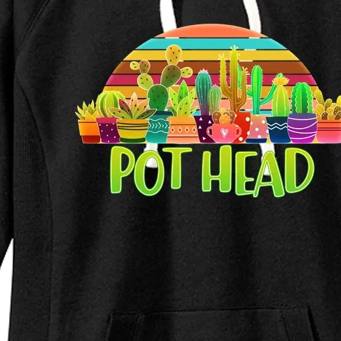 Retro Pot Head Plant Lover Women's Fleece Hoodie