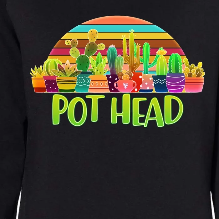 Retro Pot Head Plant Lover Womens California Wash Sweatshirt