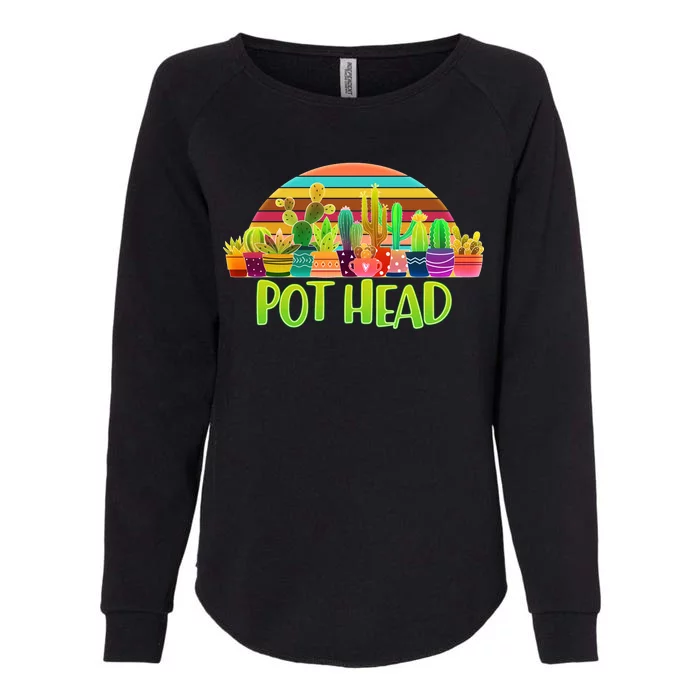 Retro Pot Head Plant Lover Womens California Wash Sweatshirt