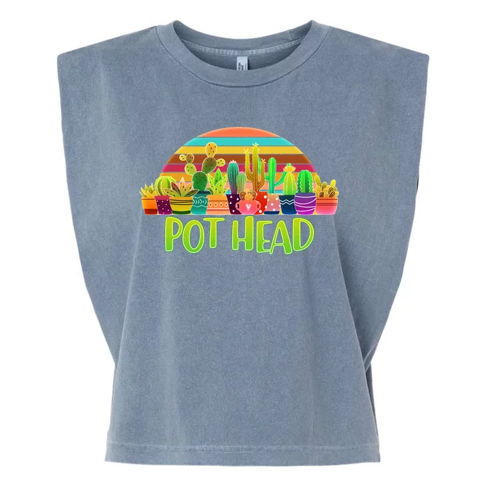 Retro Pot Head Plant Lover Garment-Dyed Women's Muscle Tee