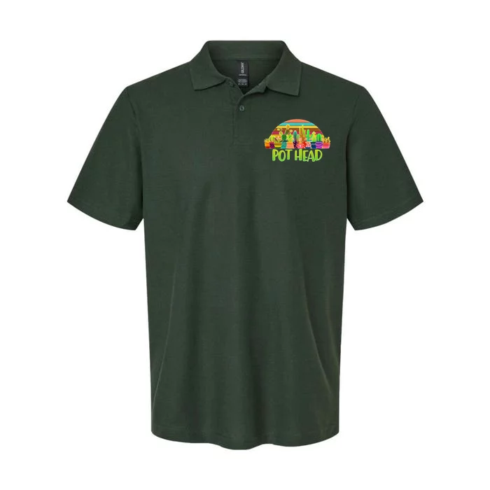 Retro Pot Head Plant Lover Softstyle Adult Sport Polo