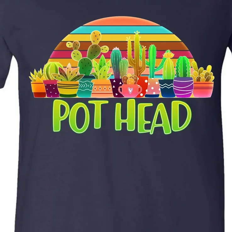 Retro Pot Head Plant Lover V-Neck T-Shirt