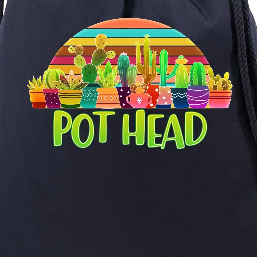 Retro Pot Head Plant Lover Drawstring Bag