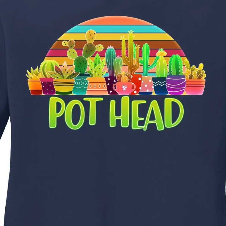 Retro Pot Head Plant Lover Ladies Long Sleeve Shirt