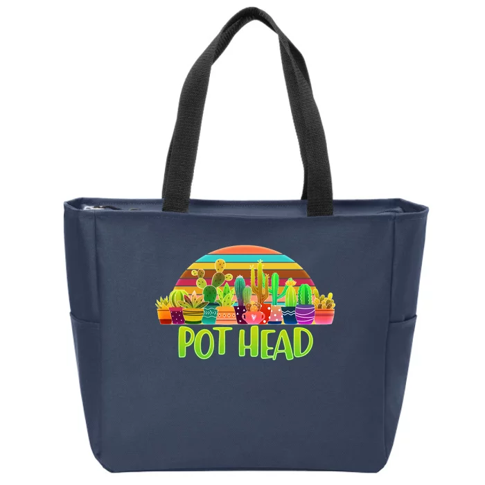 Retro Pot Head Plant Lover Zip Tote Bag