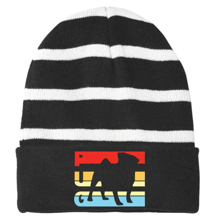 Retro Pug Logo Striped Beanie with Solid Band