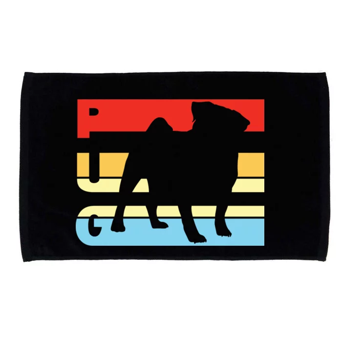 Retro Pug Logo Microfiber Hand Towel