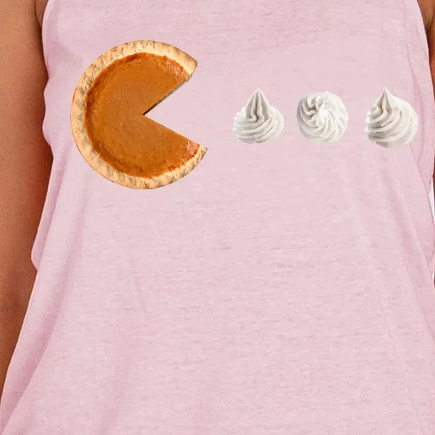 Retro Pumpkin Pie Thanksgiving Game Women's Knotted Racerback Tank