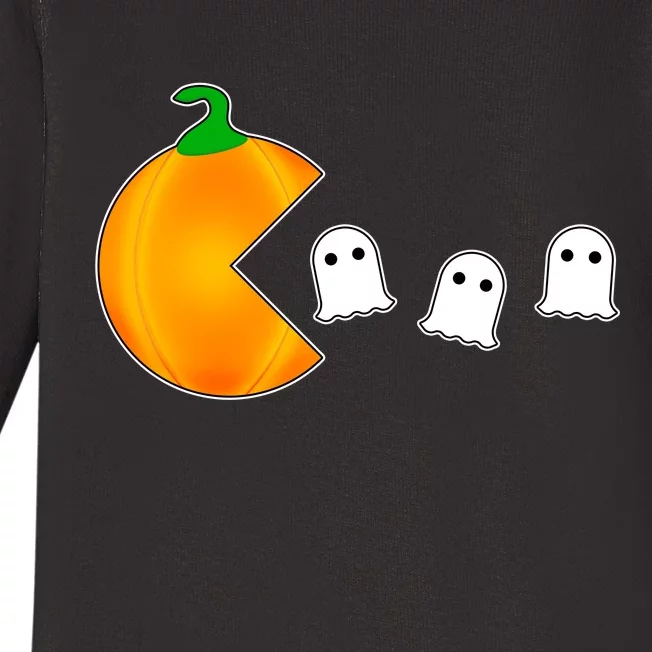 Retro Pumpkin Video Game Funny Halloween Baby Long Sleeve Bodysuit