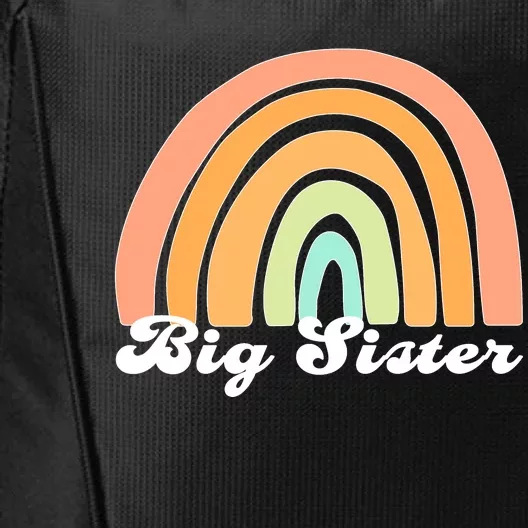 Retro Rainbow Big Sister Sibling Reveal Announcement City Backpack