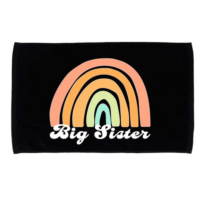 Retro Rainbow Big Sister Sibling Reveal Announcement Microfiber Hand Towel