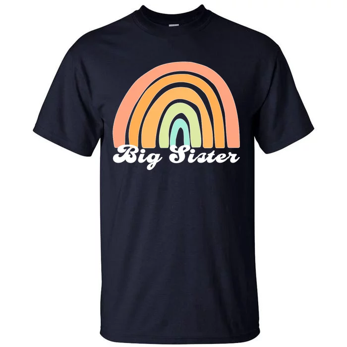 Retro Rainbow Big Sister Sibling Reveal Announcement Tall T-Shirt