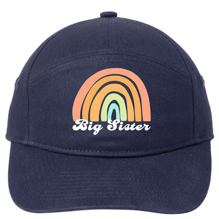 Retro Rainbow Big Sister Sibling Reveal Announcement 7-Panel Snapback Hat