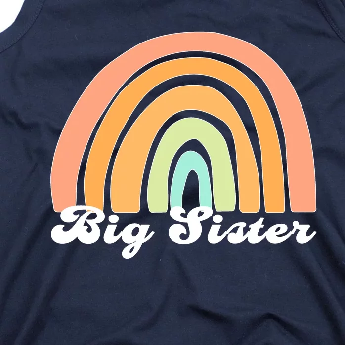 Retro Rainbow Big Sister Sibling Reveal Announcement Tank Top