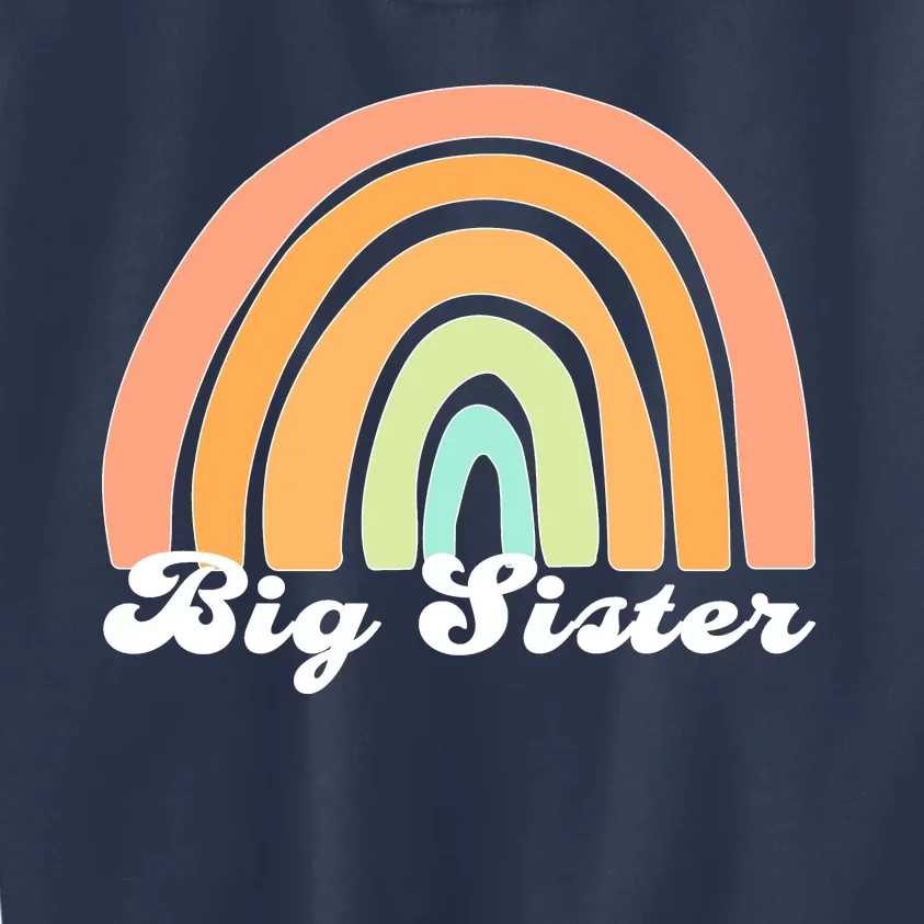 Retro Rainbow Big Sister Sibling Reveal Announcement Kids Sweatshirt