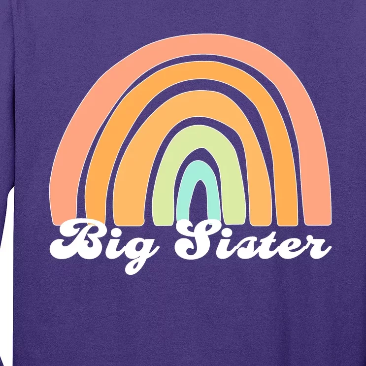 Retro Rainbow Big Sister Sibling Reveal Announcement Long Sleeve Shirt