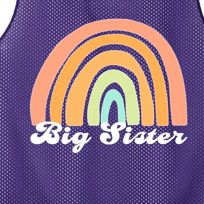 Retro Rainbow Big Sister Sibling Reveal Announcement Mesh Reversible Basketball Jersey Tank