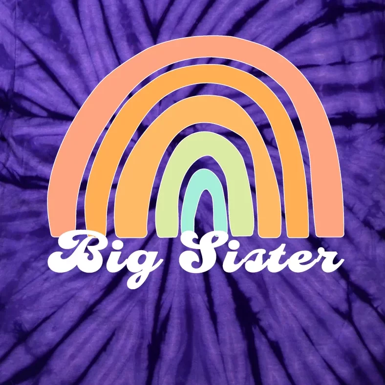 Retro Rainbow Big Sister Sibling Reveal Announcement Tie-Dye T-Shirt