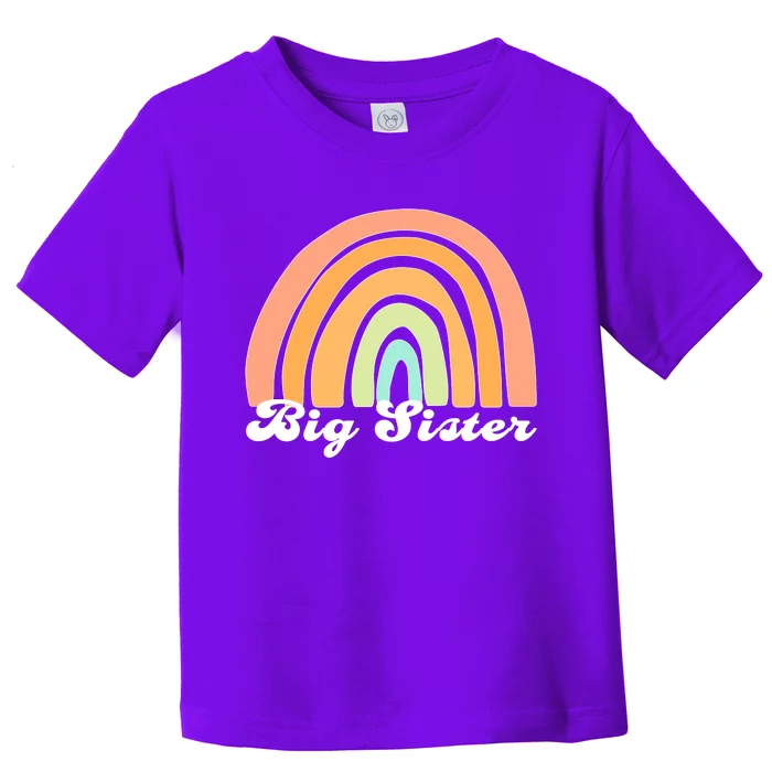 Retro Rainbow Big Sister Sibling Reveal Announcement Toddler T-Shirt