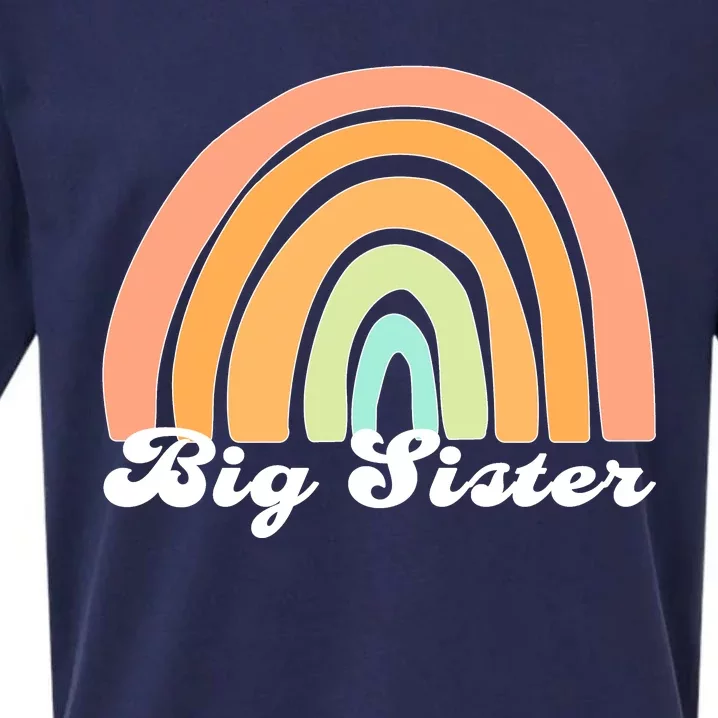 Retro Rainbow Big Sister Sibling Reveal Announcement Sueded Cloud Jersey T-Shirt