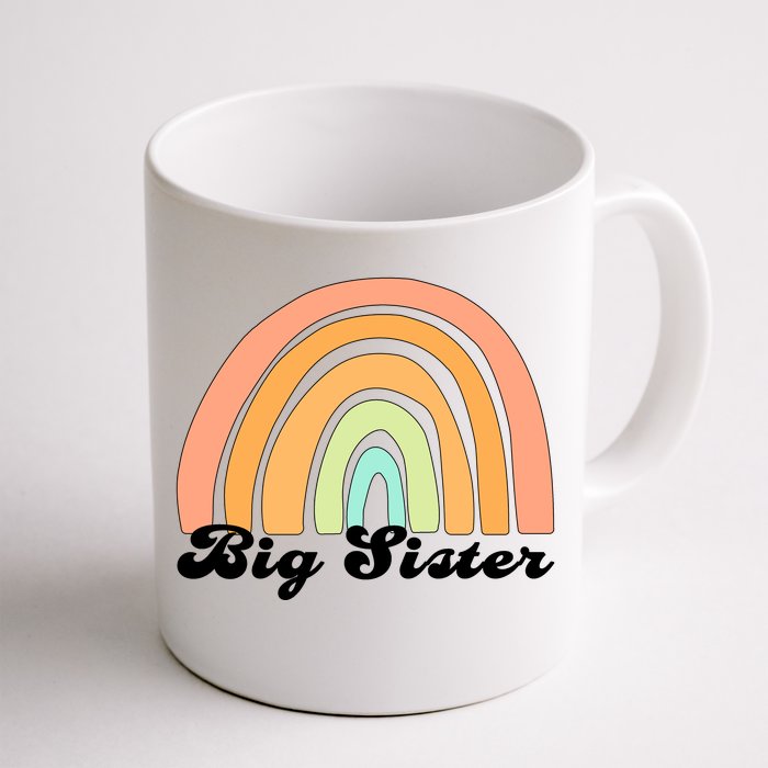 Retro Rainbow Big Sister Sibling Reveal Announcement Front & Back Coffee Mug