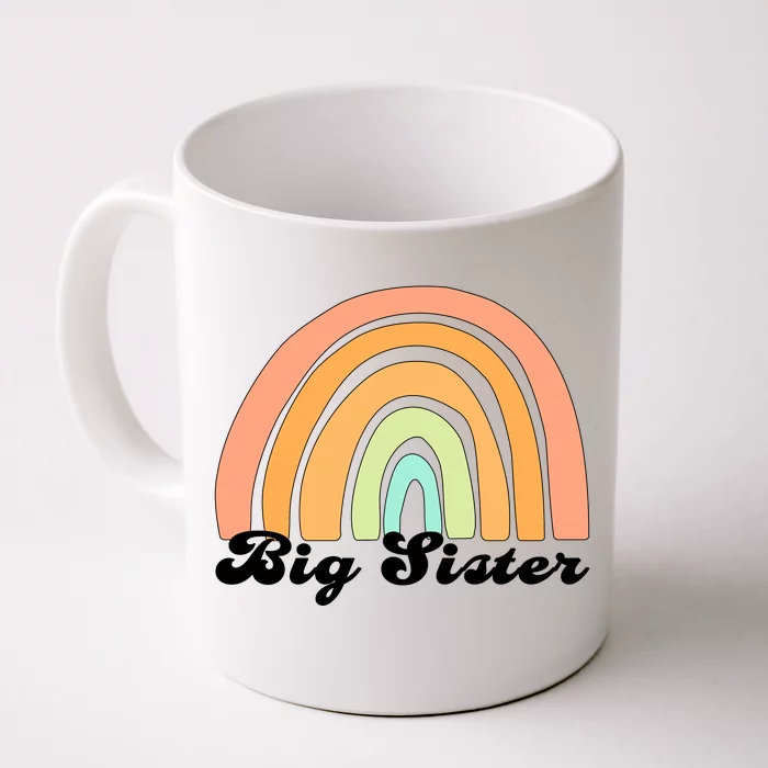 Retro Rainbow Big Sister Sibling Reveal Announcement Front & Back Coffee Mug