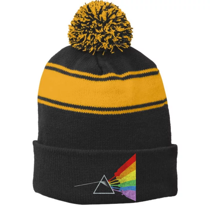 Retro Rainbow Guitars Stripe Pom Pom Beanie