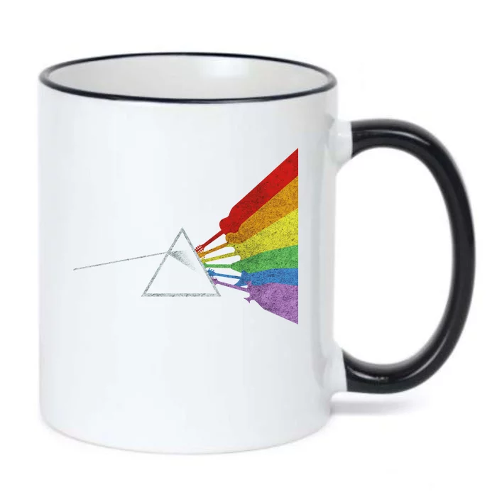 Retro Rainbow Guitars Black Color Changing Mug