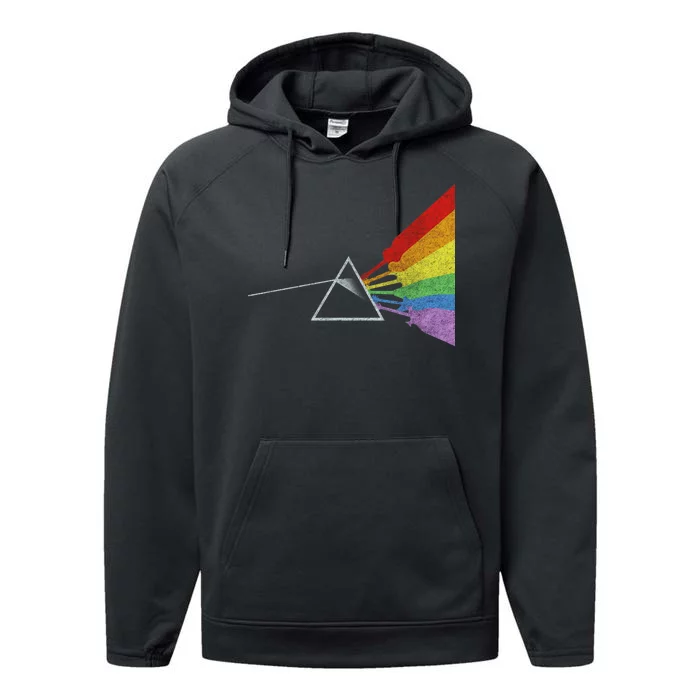 Retro Rainbow Guitars Performance Fleece Hoodie