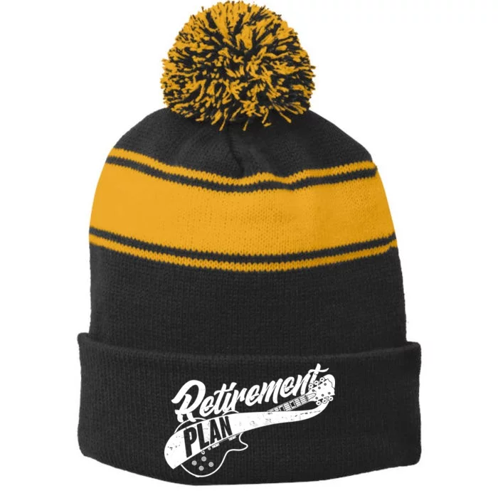 Retro Retirement Plan Guitar Stripe Pom Pom Beanie