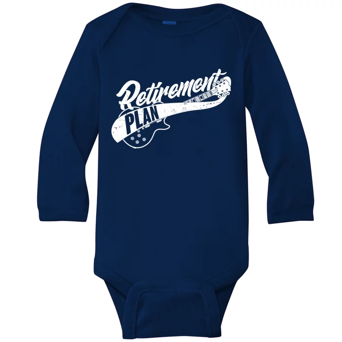 Retro Retirement Plan Guitar Baby Long Sleeve Bodysuit