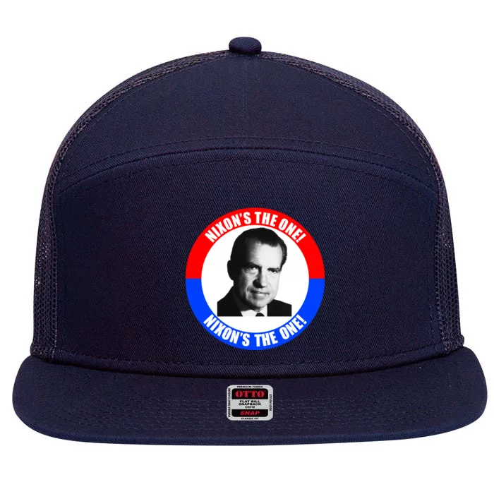 Retro Richard Nixon Nixon's The One Presidential Campaign 7 Panel Mesh Trucker Snapback Hat