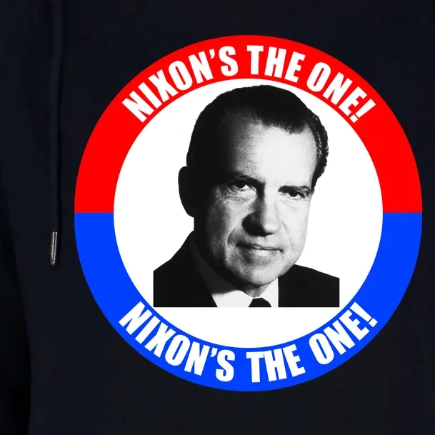 Retro Richard Nixon Nixon's The One Presidential Campaign Womens Funnel Neck Pullover Hood