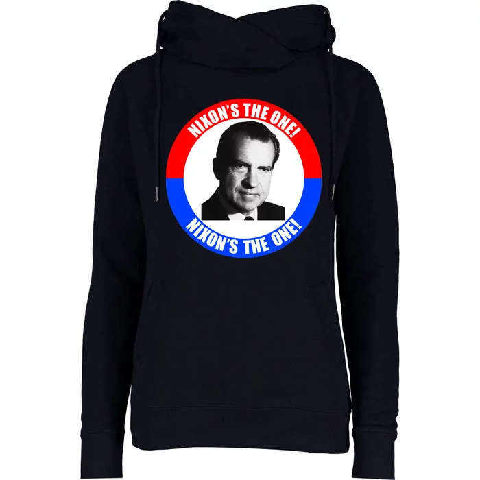 Retro Richard Nixon Nixon's The One Presidential Campaign Womens Funnel Neck Pullover Hood