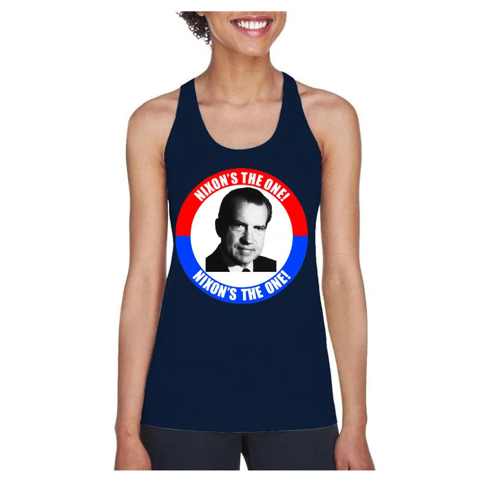 Retro Richard Nixon Nixon's The One Presidential Campaign Women's Racerback Tank