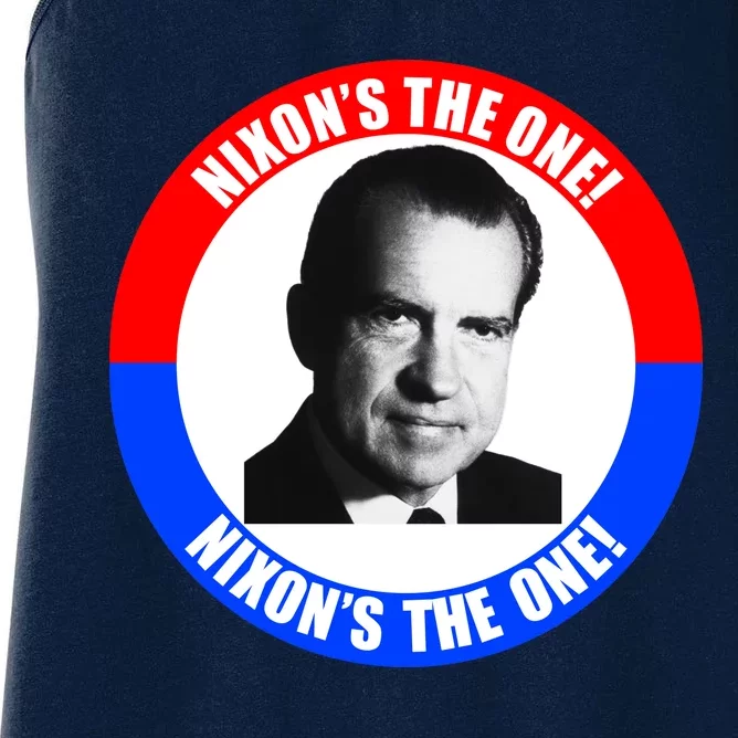 Retro Richard Nixon Nixon's The One Presidential Campaign Women's Racerback Tank