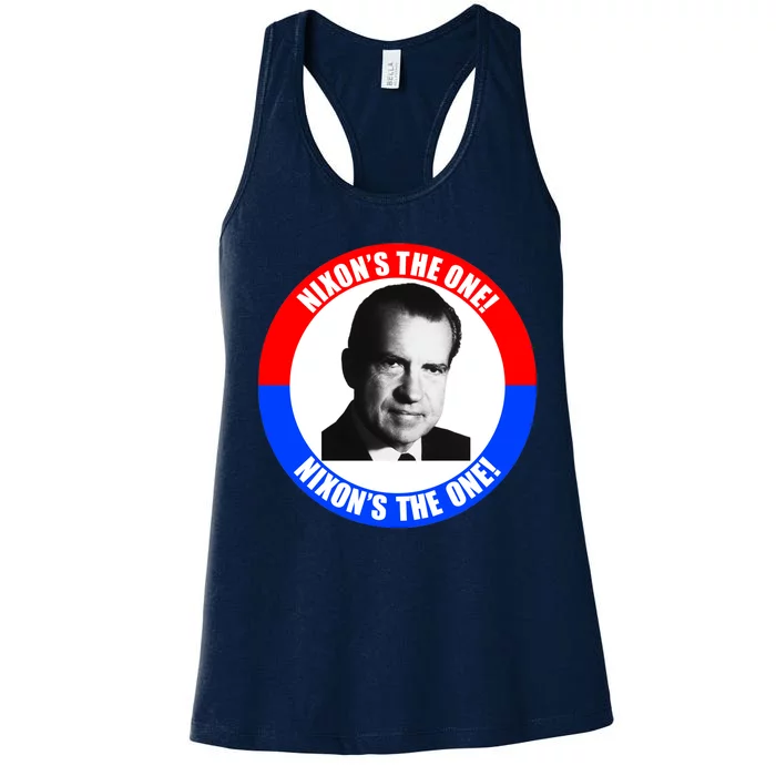 Retro Richard Nixon Nixon's The One Presidential Campaign Women's Racerback Tank