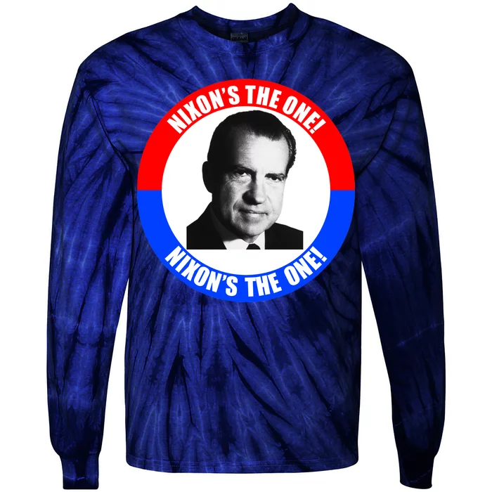 Retro Richard Nixon Nixon's The One Presidential Campaign Tie-Dye Long Sleeve Shirt