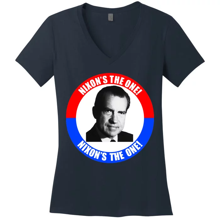 Retro Richard Nixon Nixon's The One Presidential Campaign Women's V-Neck T-Shirt