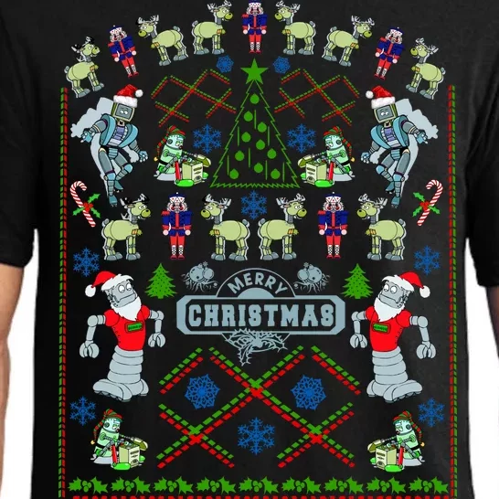 Retro Robot Ugly Christmas Sweater Pajama Set