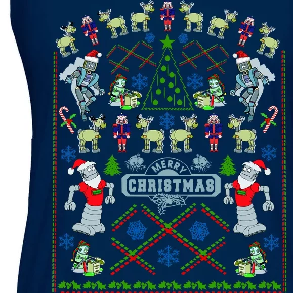 Retro Robot Ugly Christmas Sweater Ladies Essential Flowy Tank