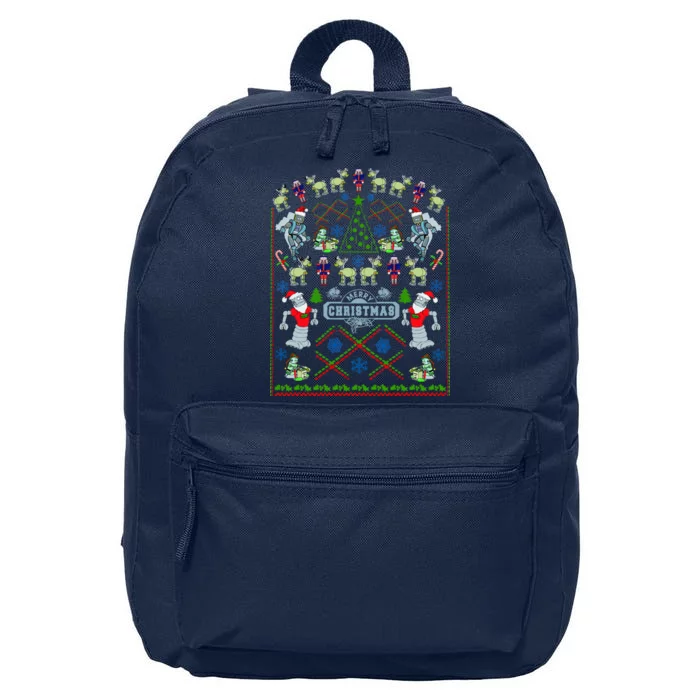 Retro Robot Ugly Christmas Sweater 16 in Basic Backpack