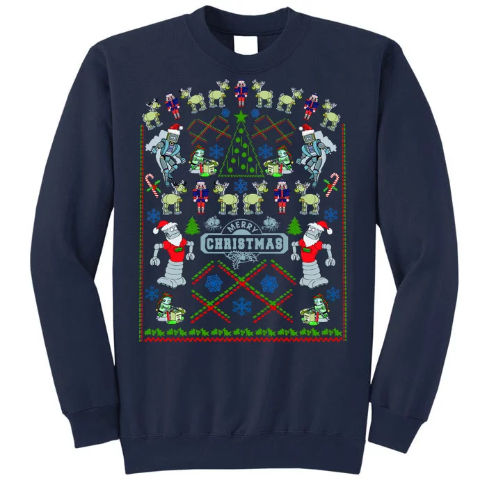 Retro Robot Ugly Christmas Sweater Tall Sweatshirt