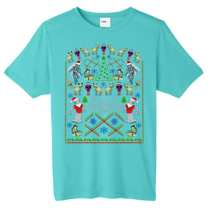 Retro Robot Ugly Christmas Sweater ChromaSoft Performance T-Shirt